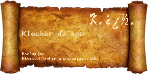 Klecker Ákos névjegykártya