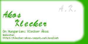 akos klecker business card